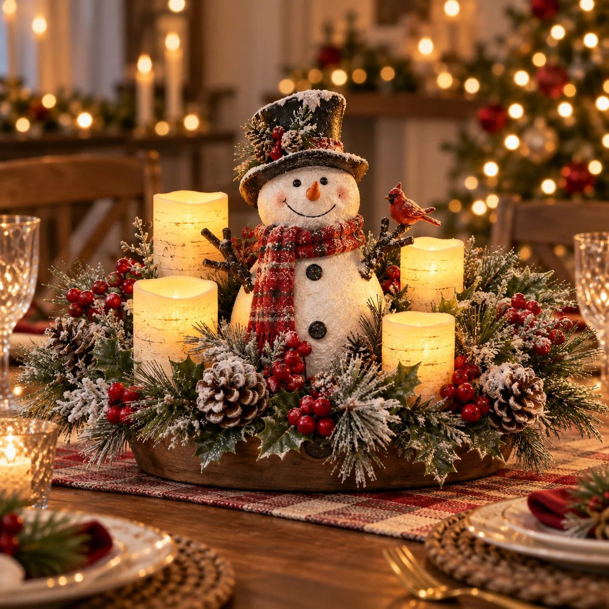 🎄Last Day 49% OFF -🕯️Christmas Lighted Centerpiece with Flameless Candle Glow