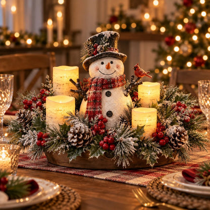 🎄Last Day 49% OFF -🕯️Christmas Lighted Centerpiece with Flameless Candle Glow