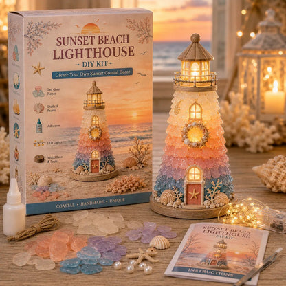 ⏳ Last Day 49% OFF – 🌊 Beginner-Friendly DIY Lighted Sea Glass-Style Lighthouse Kit Collection 💕