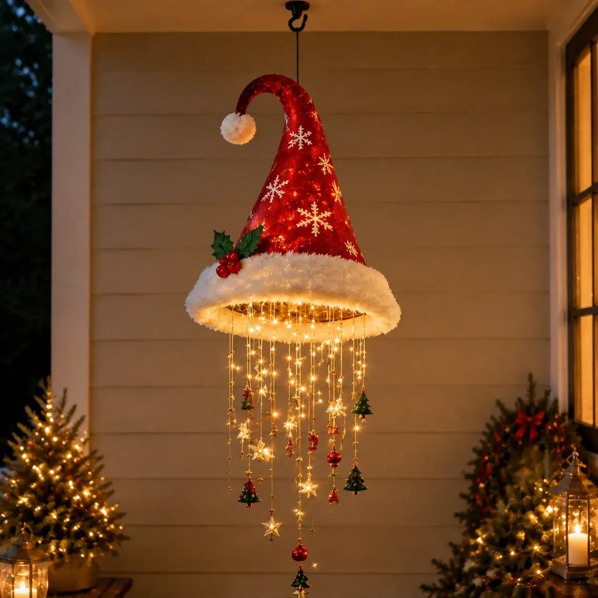 🔥Today 50% OFF🎅 Lighted Santa Hat Hanging Chandelier 🎄