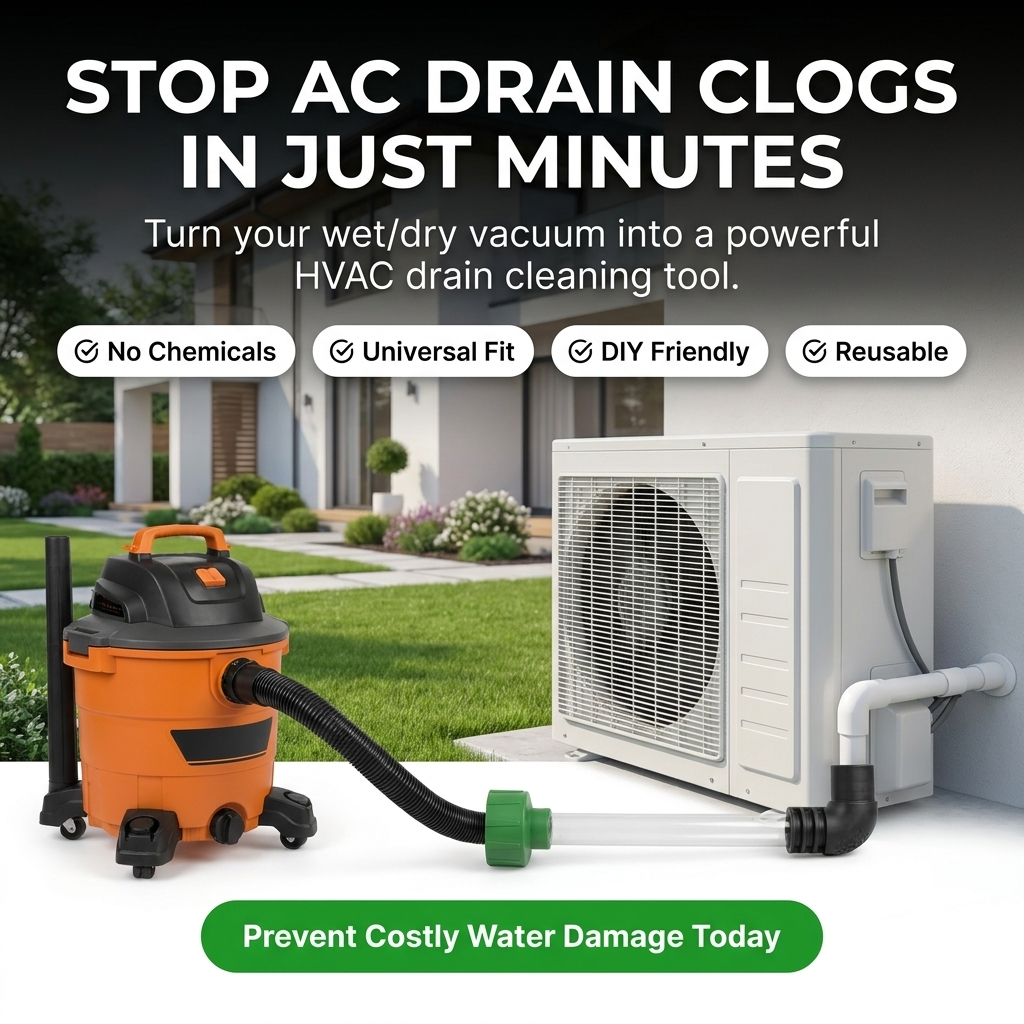 ✨AC Drain Line Cleaner Tool -⚡Clears stubborn AC drain clogs in minutes(🔥Fit for most residential HVAC drain lines)