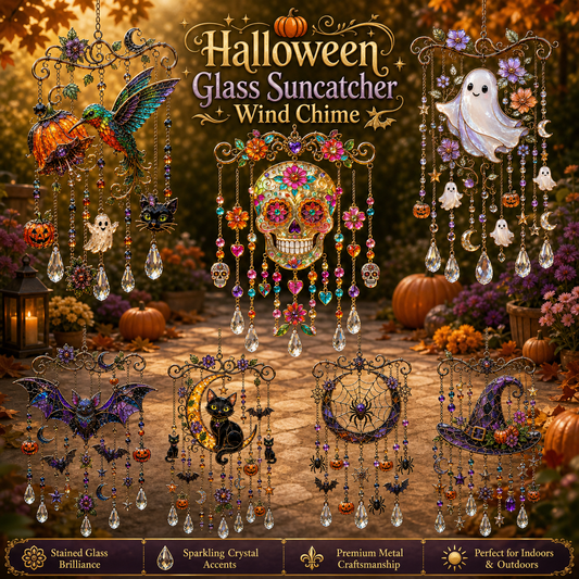 💥LAST DAY SALE 💥🔥 Halloween Glass Suncatcher Wind Chime