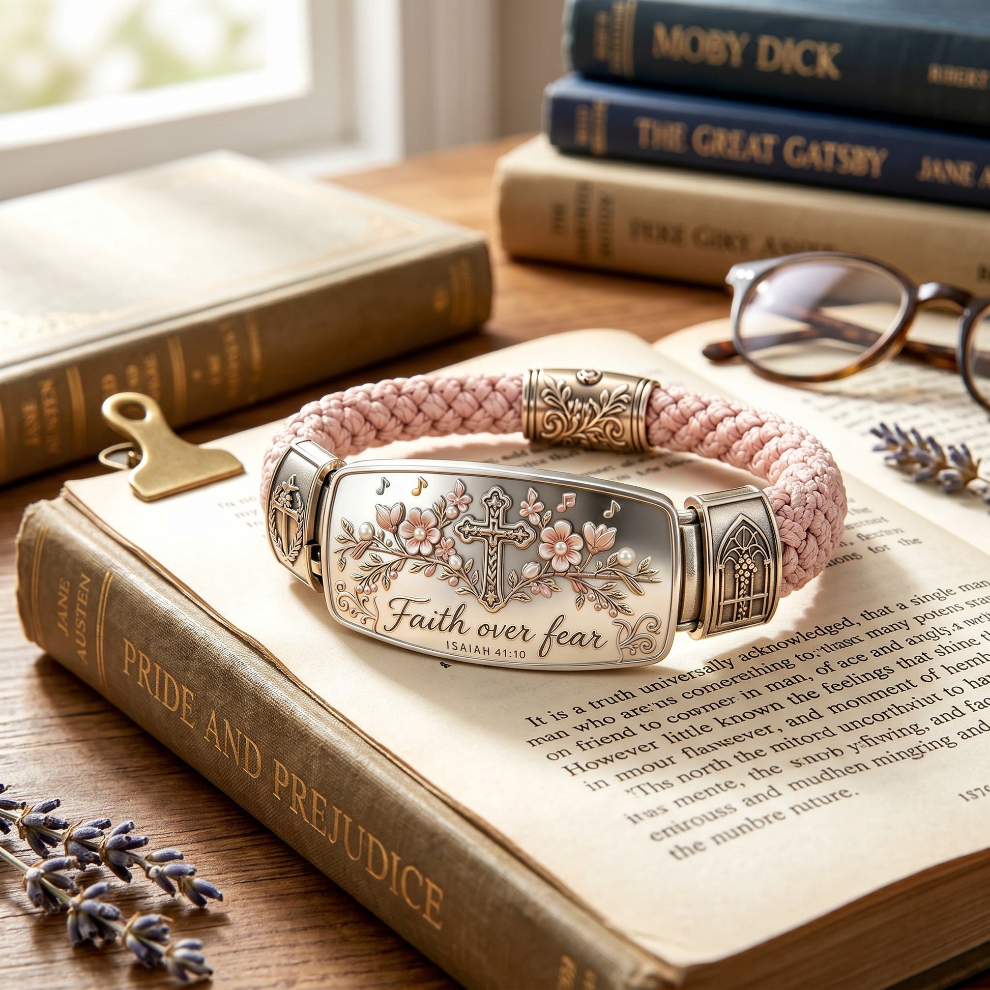 Faith Over Fear Bracelet – Christian Cross Bracelet Inspired by Isaiah 41:10, Hope, Courage & Divine Strength
