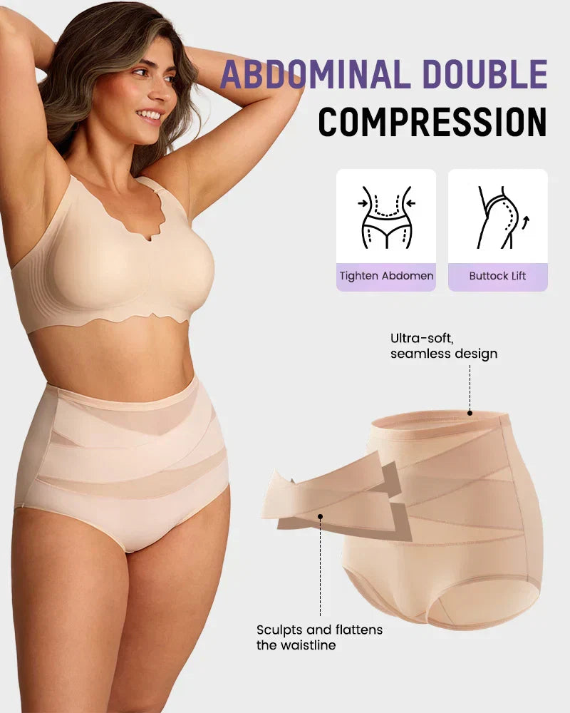 🌸Last Day-Buy 1 Get 3 Packs✨Plus-Size High-Waist Cross Tummy Control Panties