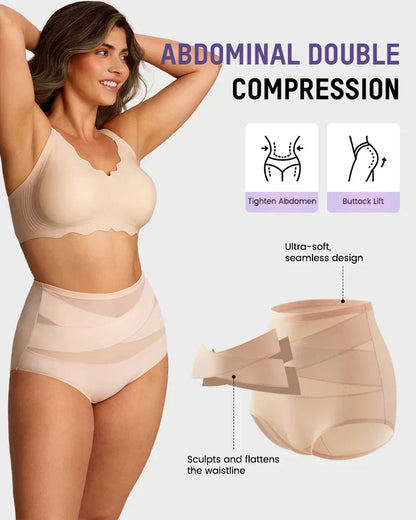 🌸Last Day-Buy 1 Get 3 Packs✨Plus-Size High-Waist Cross Tummy Control Panties