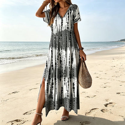 🎁2026 New Arrivals 50% OFF💥Women’s Tie Dye V Neck Maxi Dress – Breathable Comfort, Relaxed Fit and Effortless Summer Style ✨