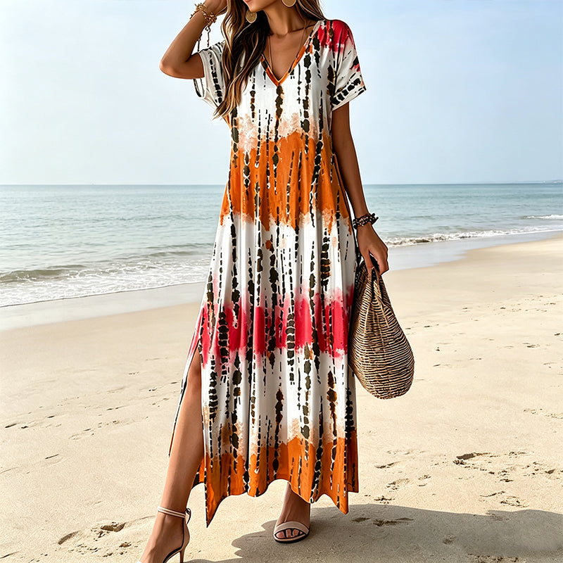 🎁2026 New Arrivals 50% OFF💥Women’s Tie Dye V Neck Maxi Dress – Breathable Comfort, Relaxed Fit and Effortless Summer Style ✨