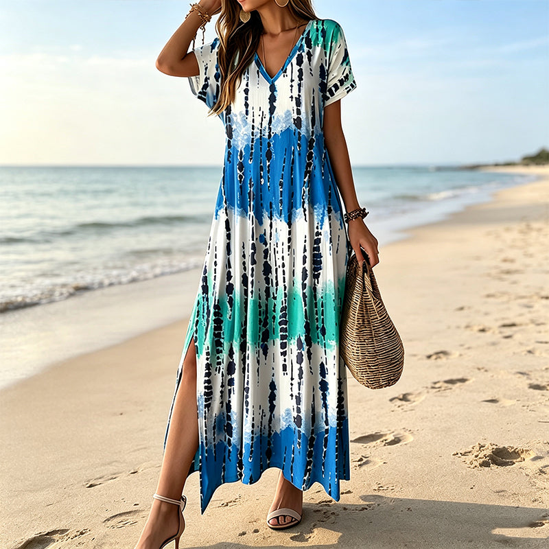 🎁2026 New Arrivals 50% OFF💥Women’s Tie Dye V Neck Maxi Dress – Breathable Comfort, Relaxed Fit and Effortless Summer Style ✨