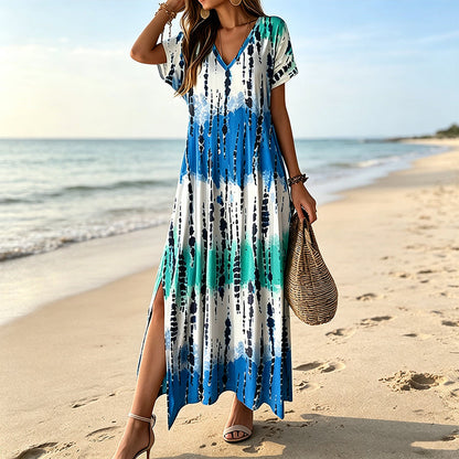 🎁2026 New Arrivals 50% OFF💥Women’s Tie Dye V Neck Maxi Dress – Breathable Comfort, Relaxed Fit and Effortless Summer Style ✨