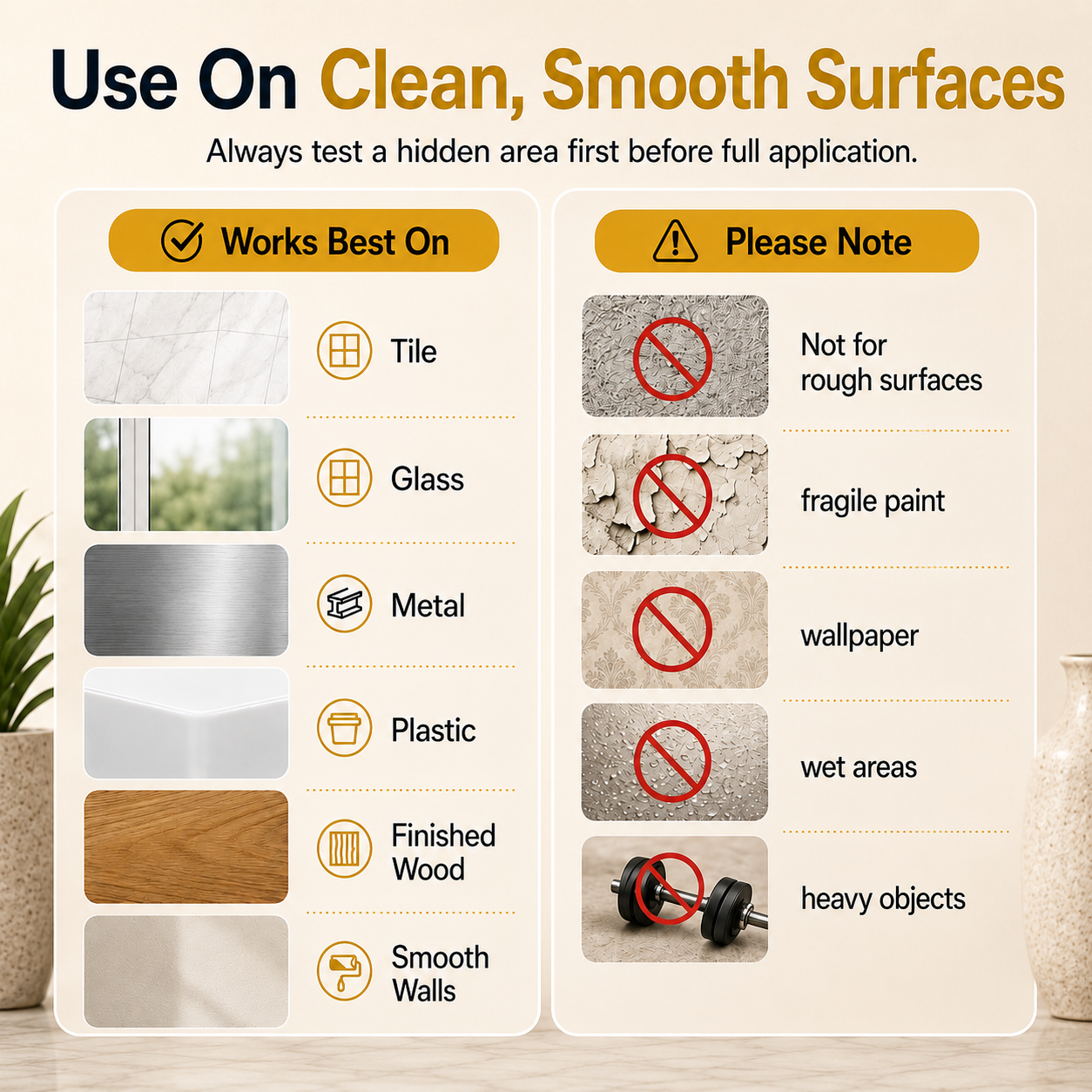 Surface compatibility guide for double-sided mesh tape