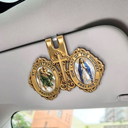 St. Christopher & Mary Protection -  Car Visor Clip