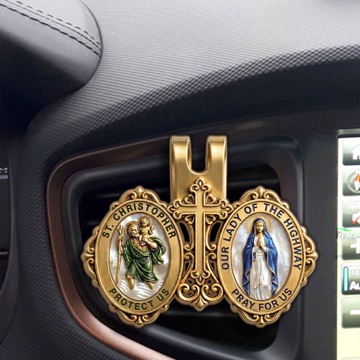 St. Christopher & Mary Protection -  Car Visor Clip